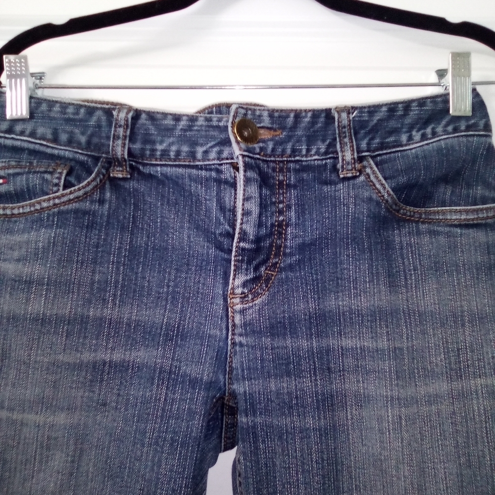Tommy Hilfiger Vintage 90s Style Flare Jeans Faded Medium Wash Mid Rise Bootcut - Picture 2 of 5